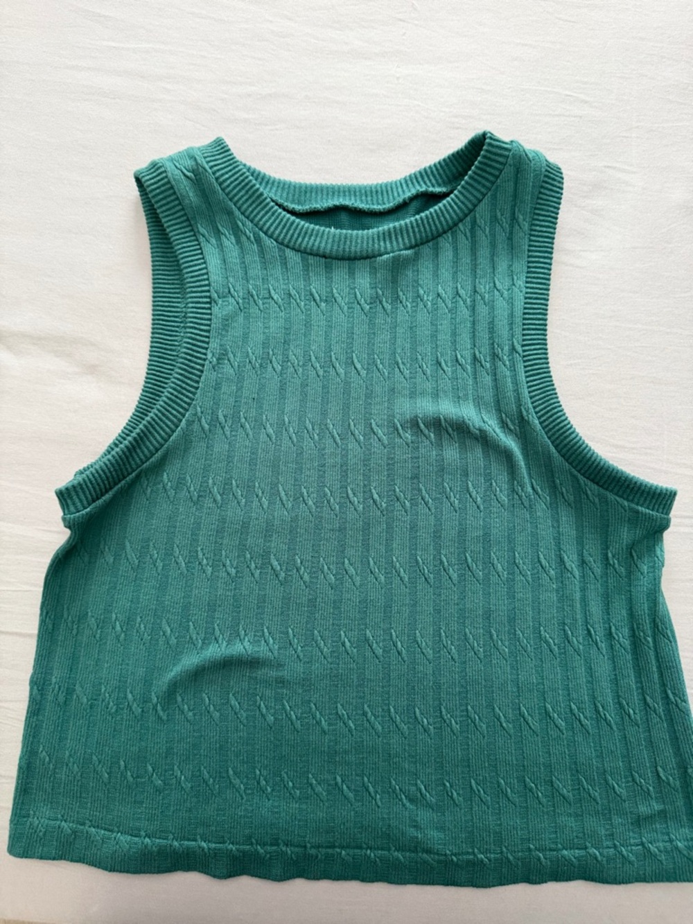 Love J Green Knit Sleeveless Ribbed Tank Top - Women's